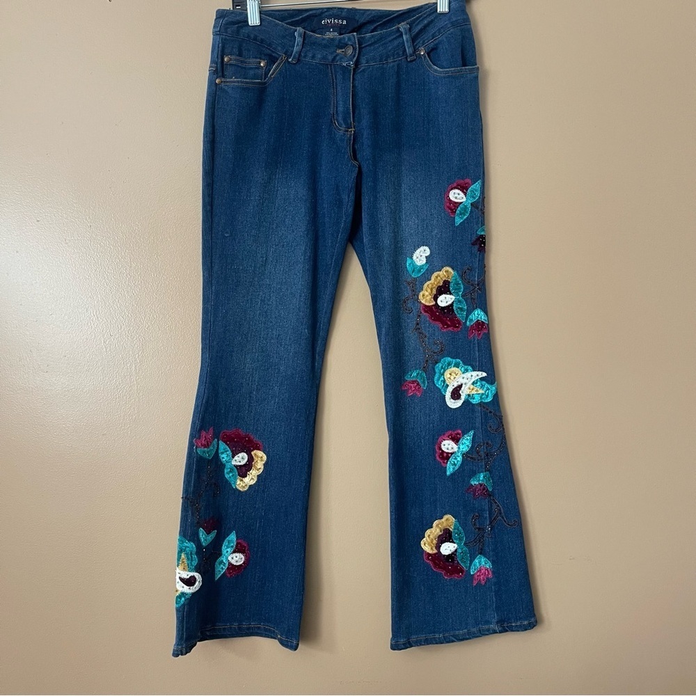 Eivissa Unique Embroidered Flare jeans size 4